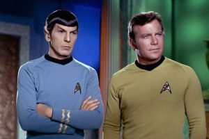 LOS ANGELES - NOVEMBER 22: Leonard Nimoy as Mr. Spock and William Shatner as Captain James T. Kirk in the STAR TREK episode, "Plato's Stepchildren." Original air date, November 22, 1968. Season 3, episode 10. Image is a screen grab. (Photo by CBS via Getty Images)